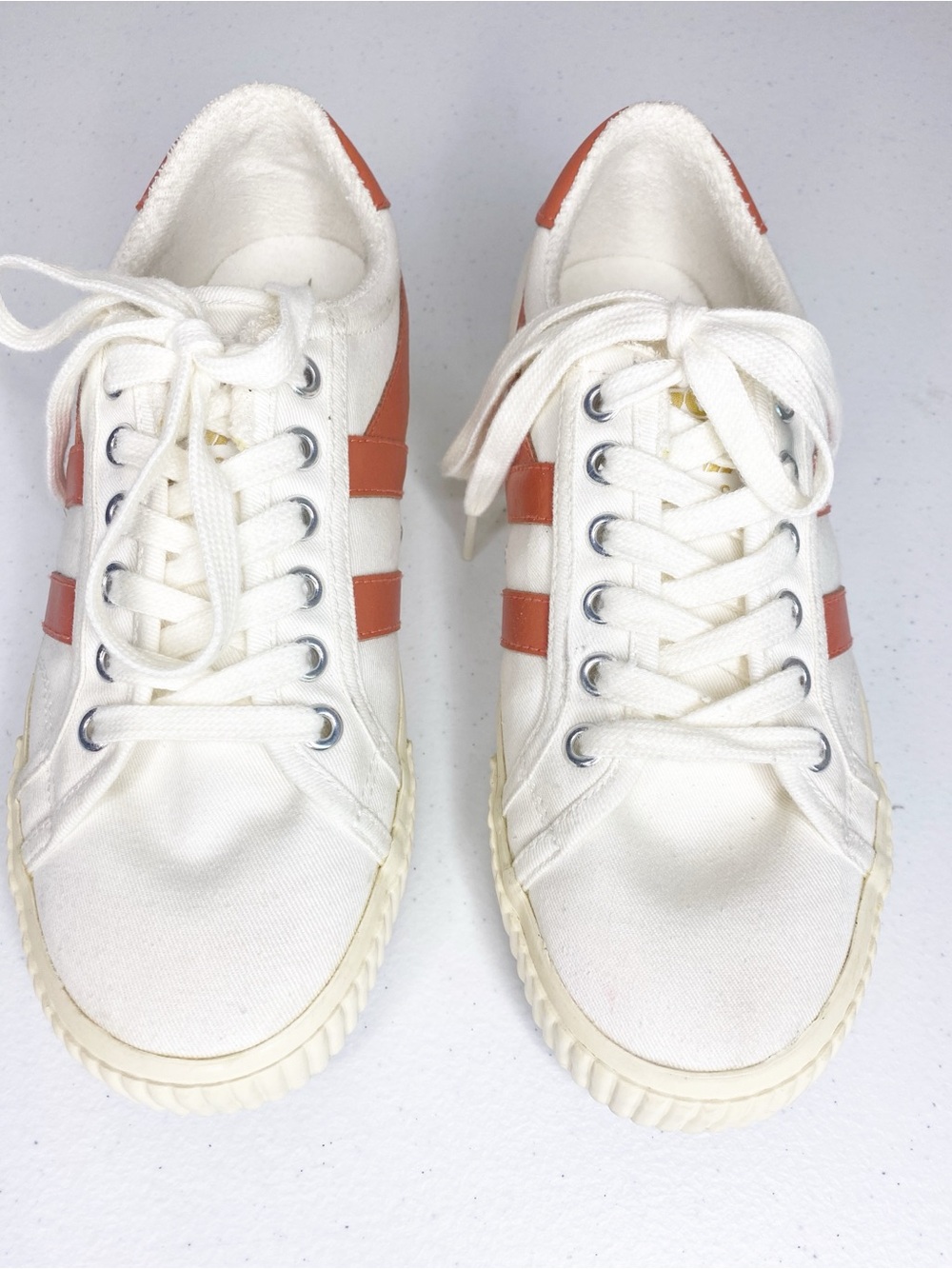 Gola Tennis Mark Cox Canvas Sneaker Off White Hot Coral Size 7 - Picture 3 of 9